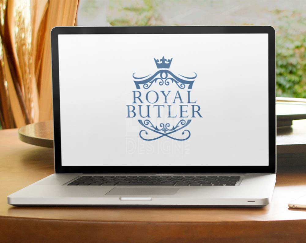 Dinnerware logo design displayed on lap top computer screen