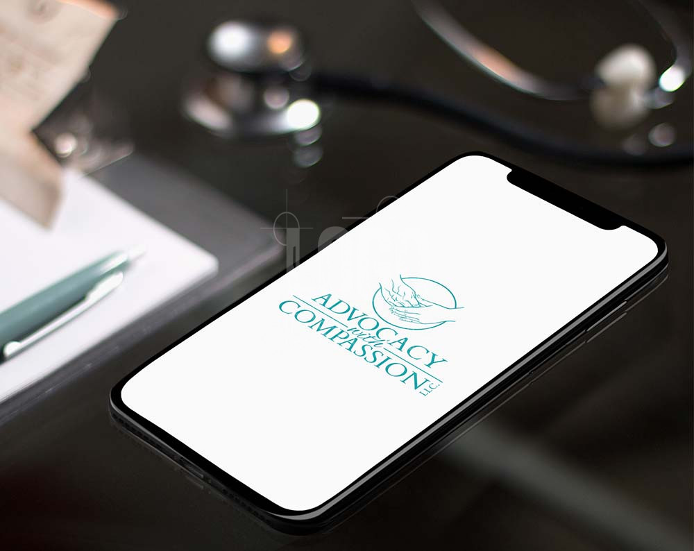 Medical logo design displayed on cell phone screen