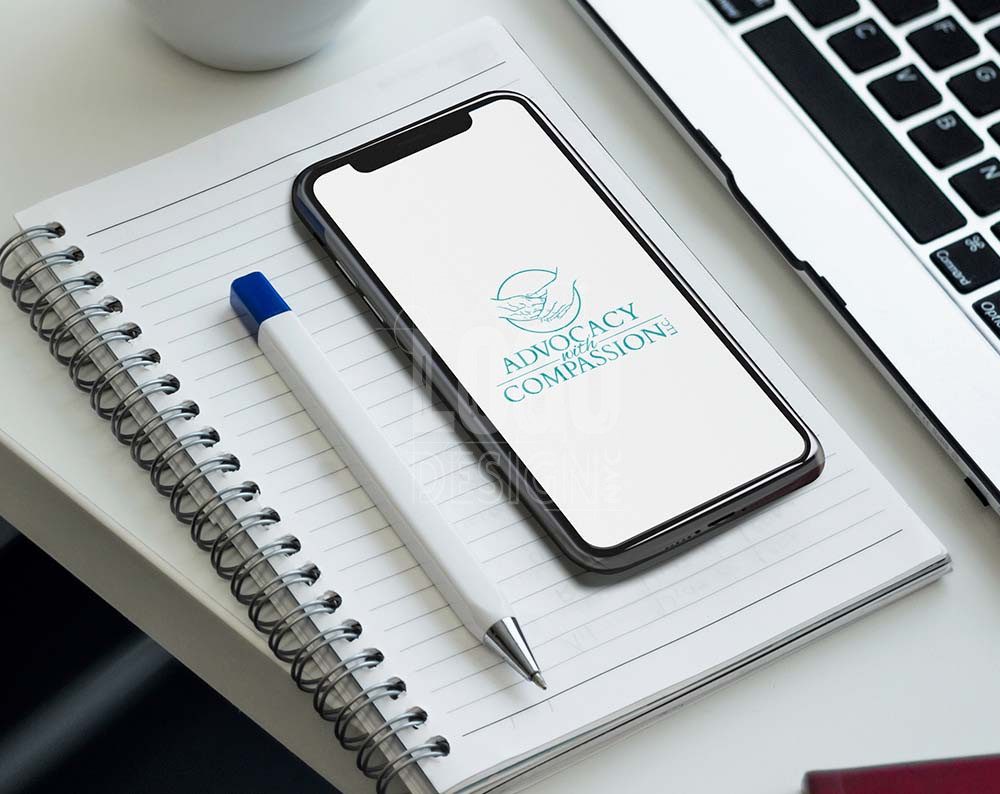 Medical logo design displayed on cell phone screen