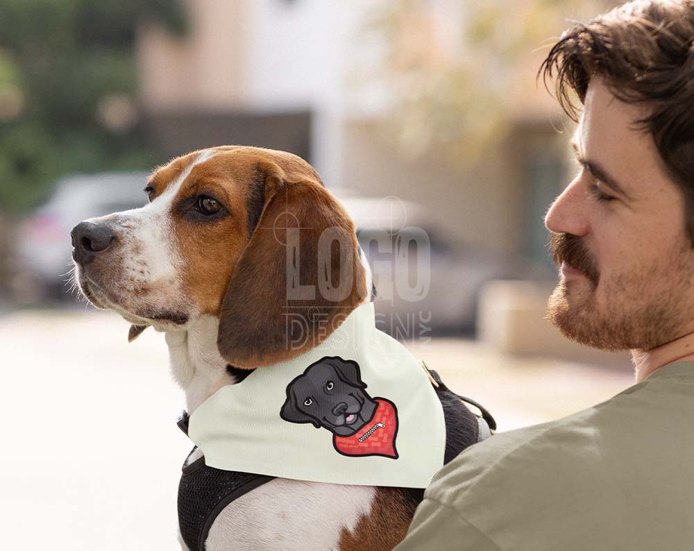 Pet product logo design displayed on bandana