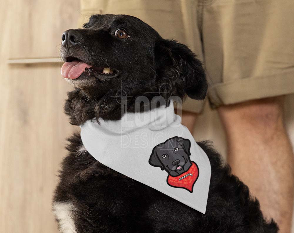 Pet product logo design displayed on bandana