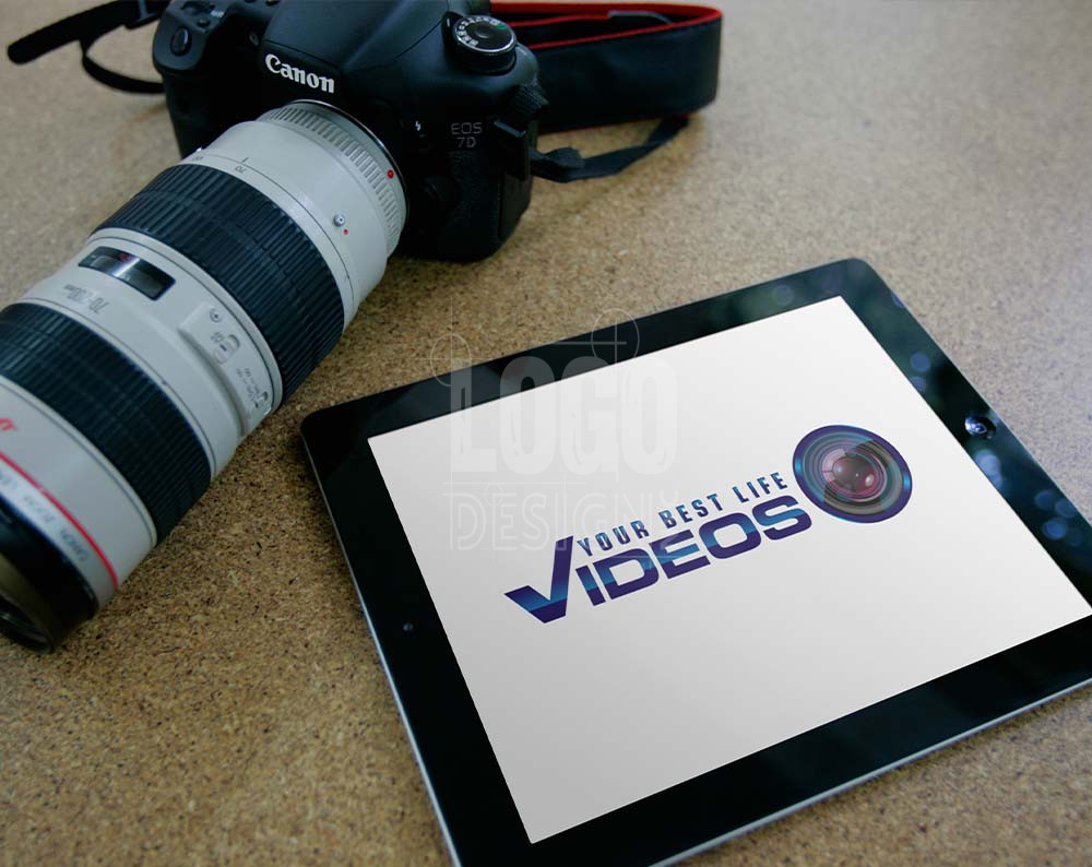 Videography logo design displayed on tablet screen