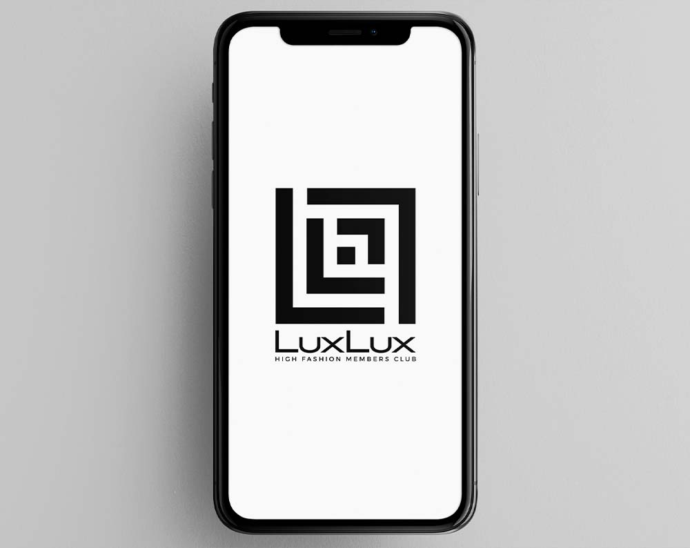 Fashion logo design displayed on a phone screen