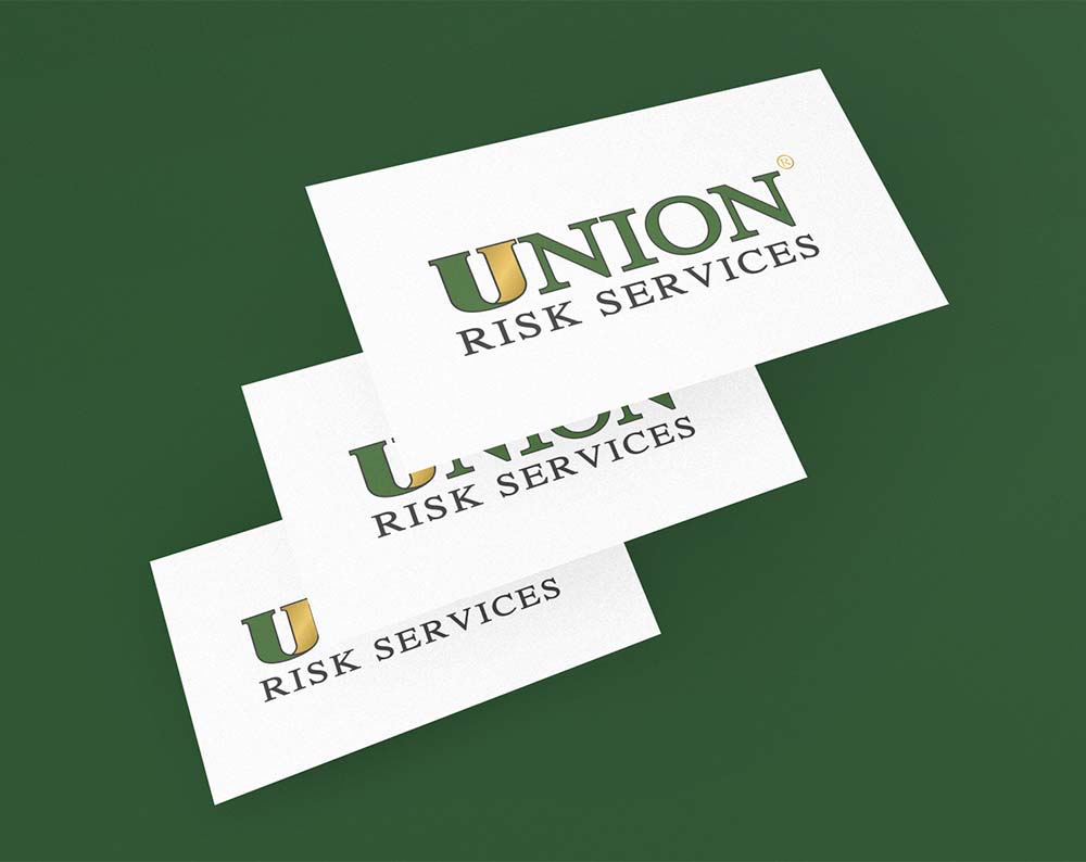 Financial logo design displayed on business cards