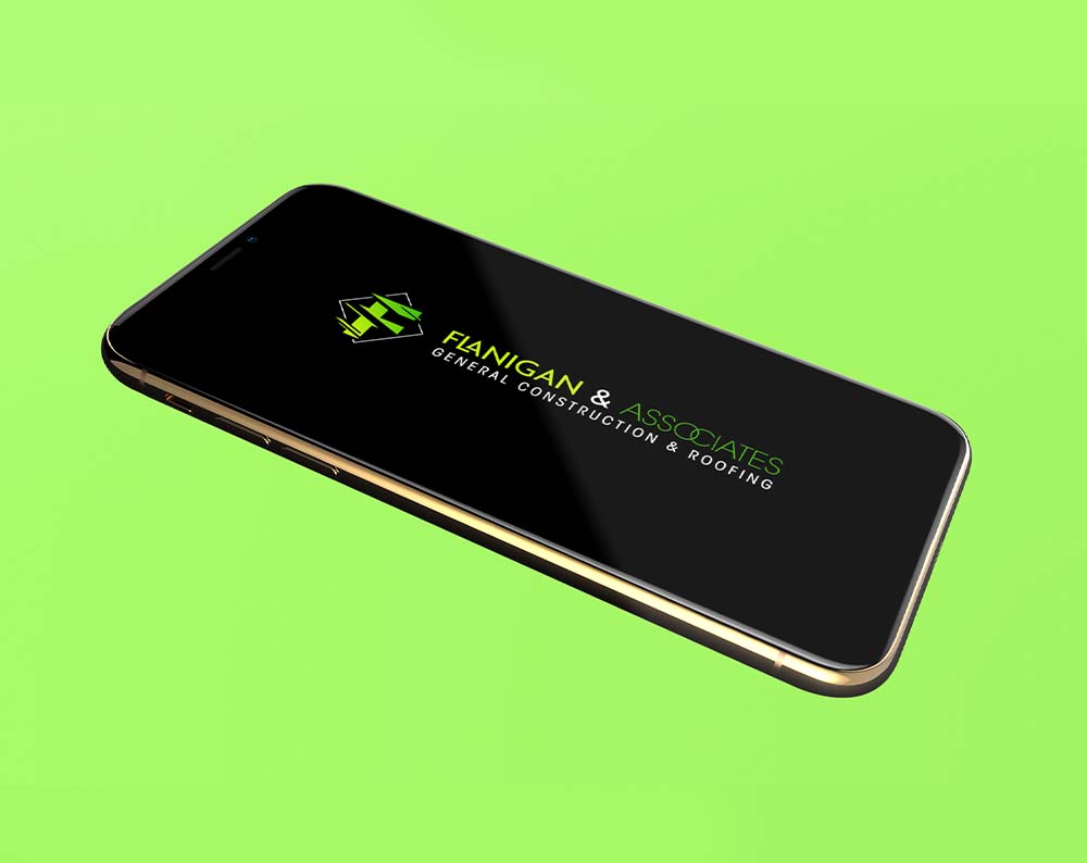 Contractor logo design displayed on a phone screen