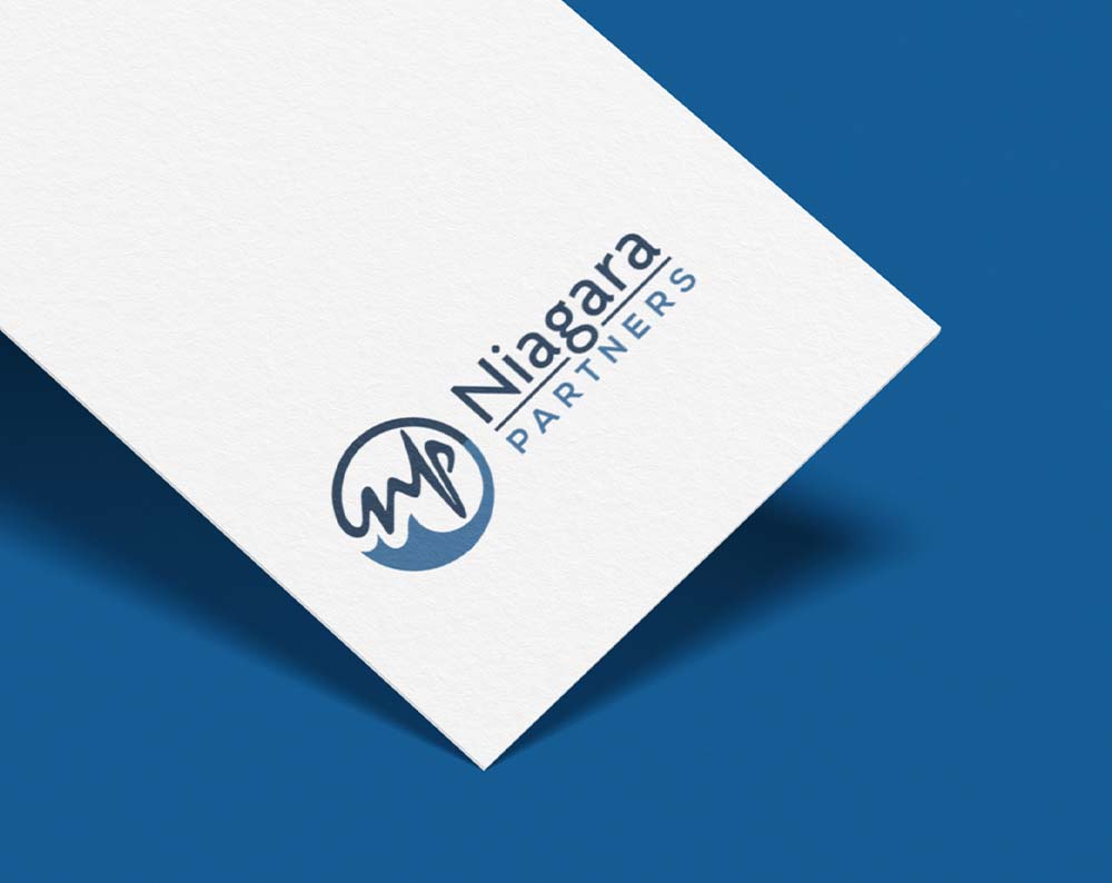 Corporate logo design displayed on a piece of paper