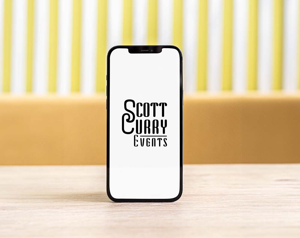 Entertainment logo design displayed on a phone screen