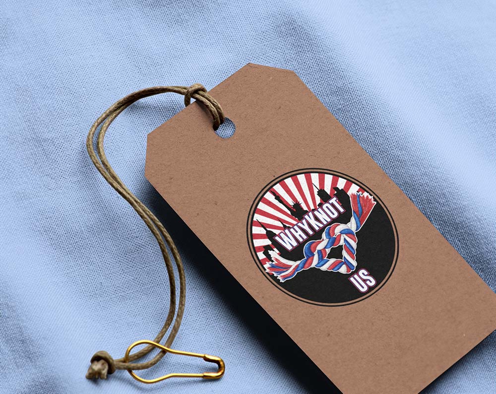 Fashion logo design displayed on a clothing tag