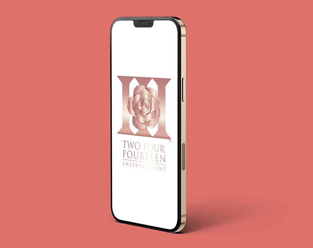 Fashion logo design displayed on a phone screen