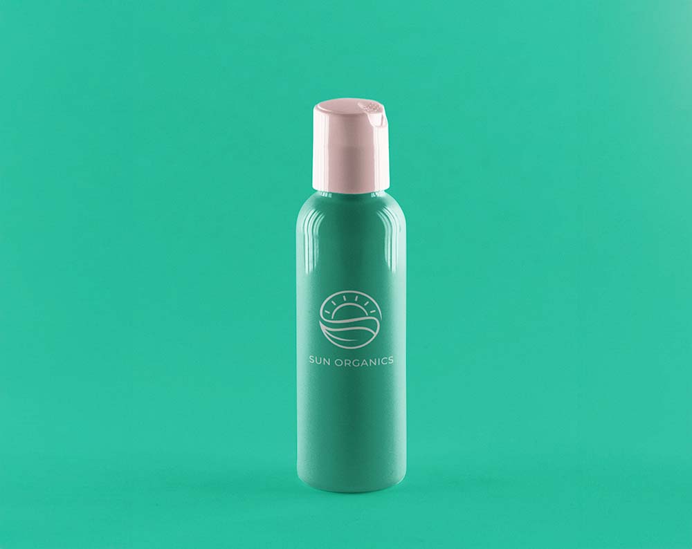 Beauty product logo design displayed on a bottle