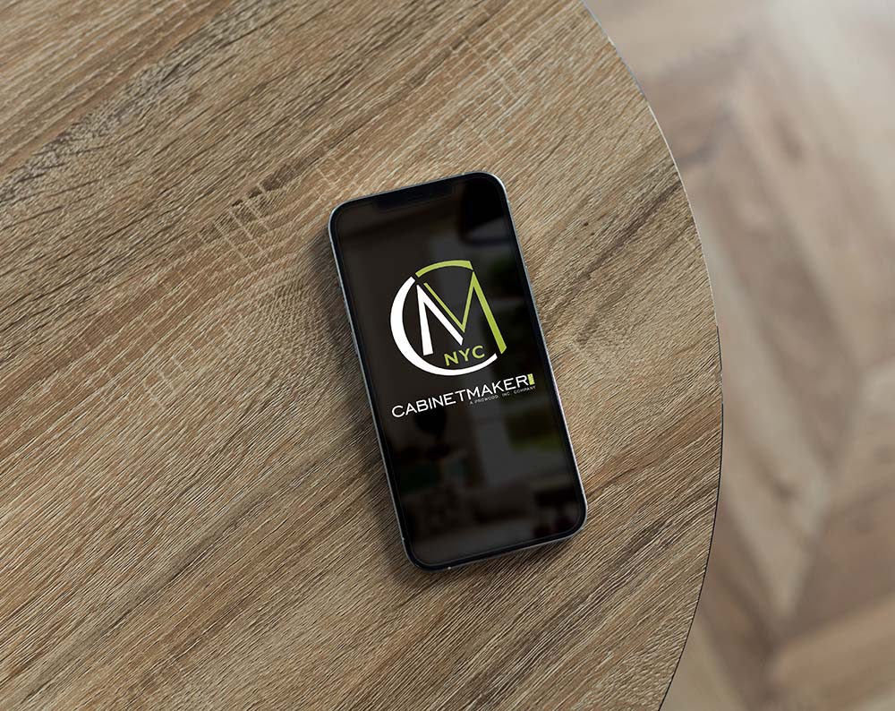Contractor logo design displayed on a phone screen