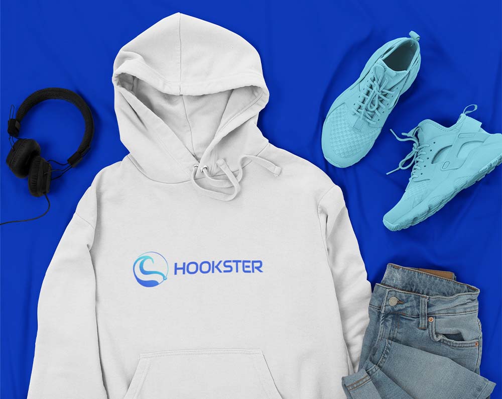 logo for clothing company displayed on hoody sweater