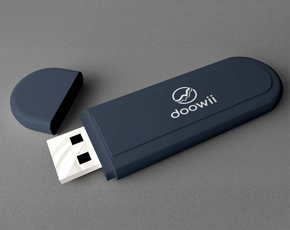 logo for tech company displayed on thumb drive