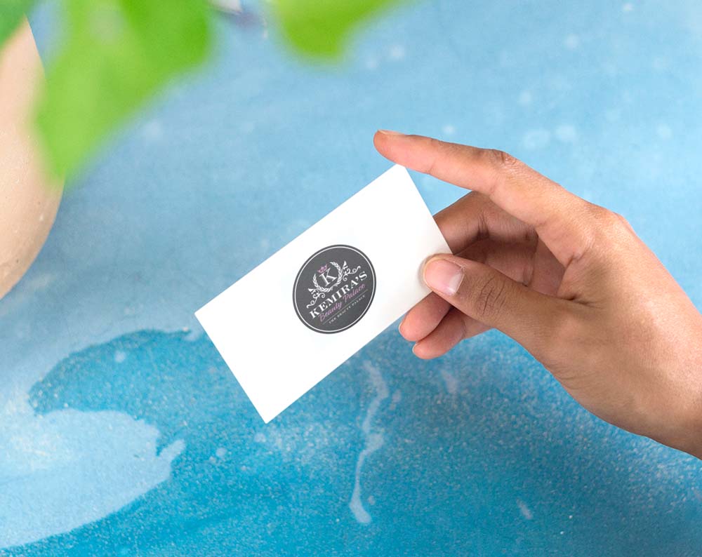 logo mockup for beauty salon on business card